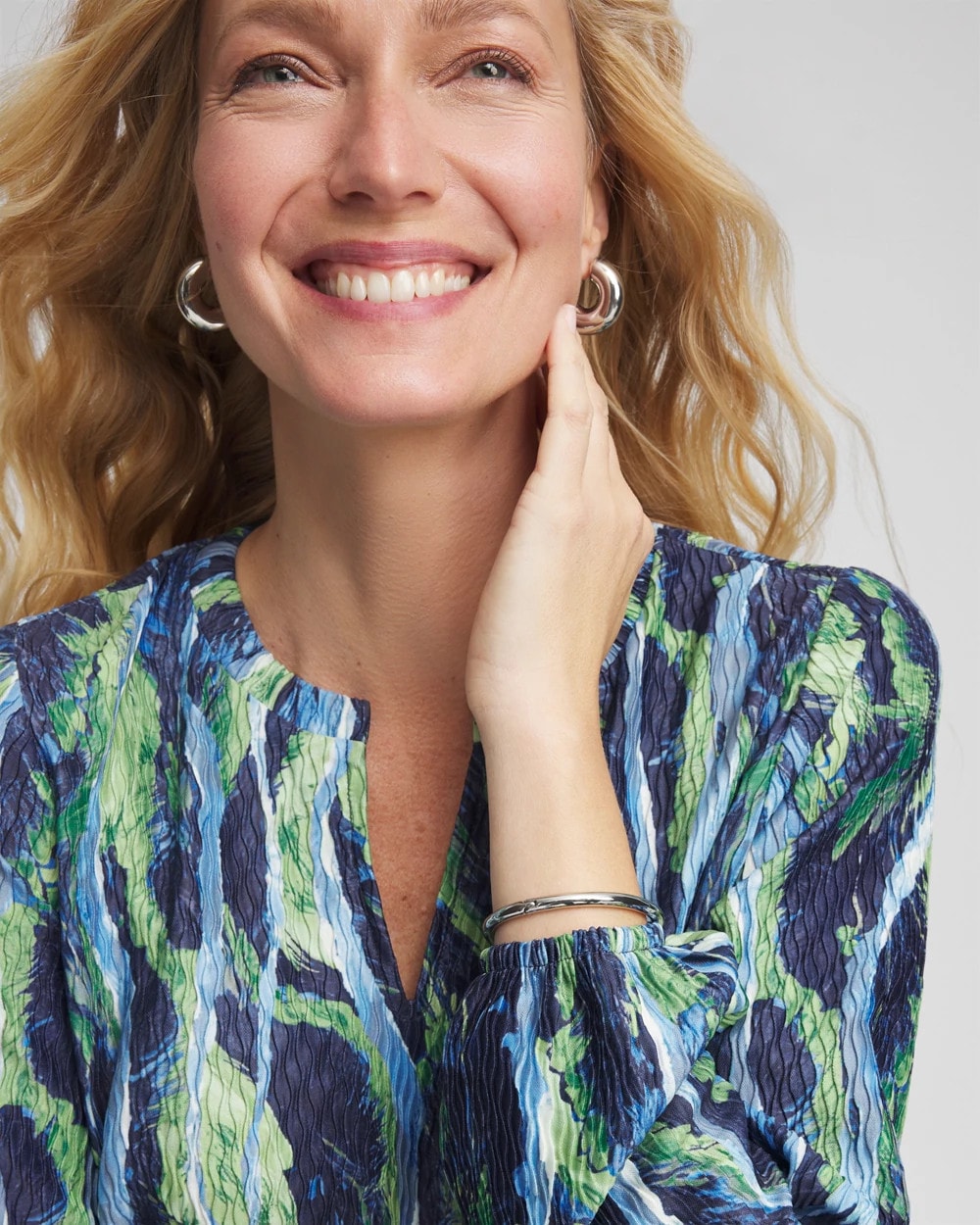 Chico's For Sale - Ocean Plume Crinkle Top