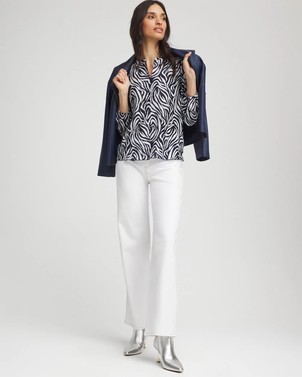 Chico's Outlet - Zebra Waves Crinkle Top