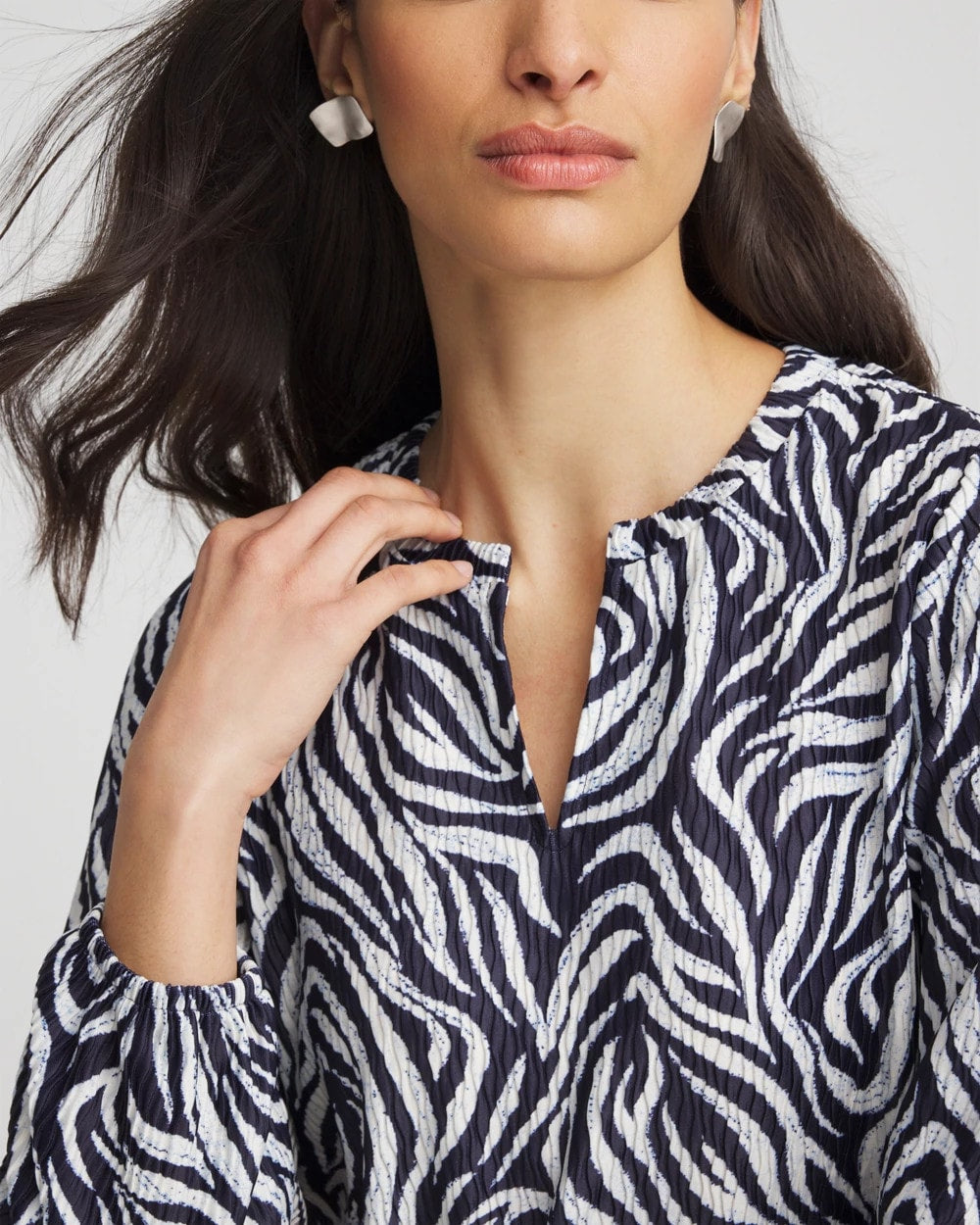 Chico's Outlet - Zebra Waves Crinkle Top