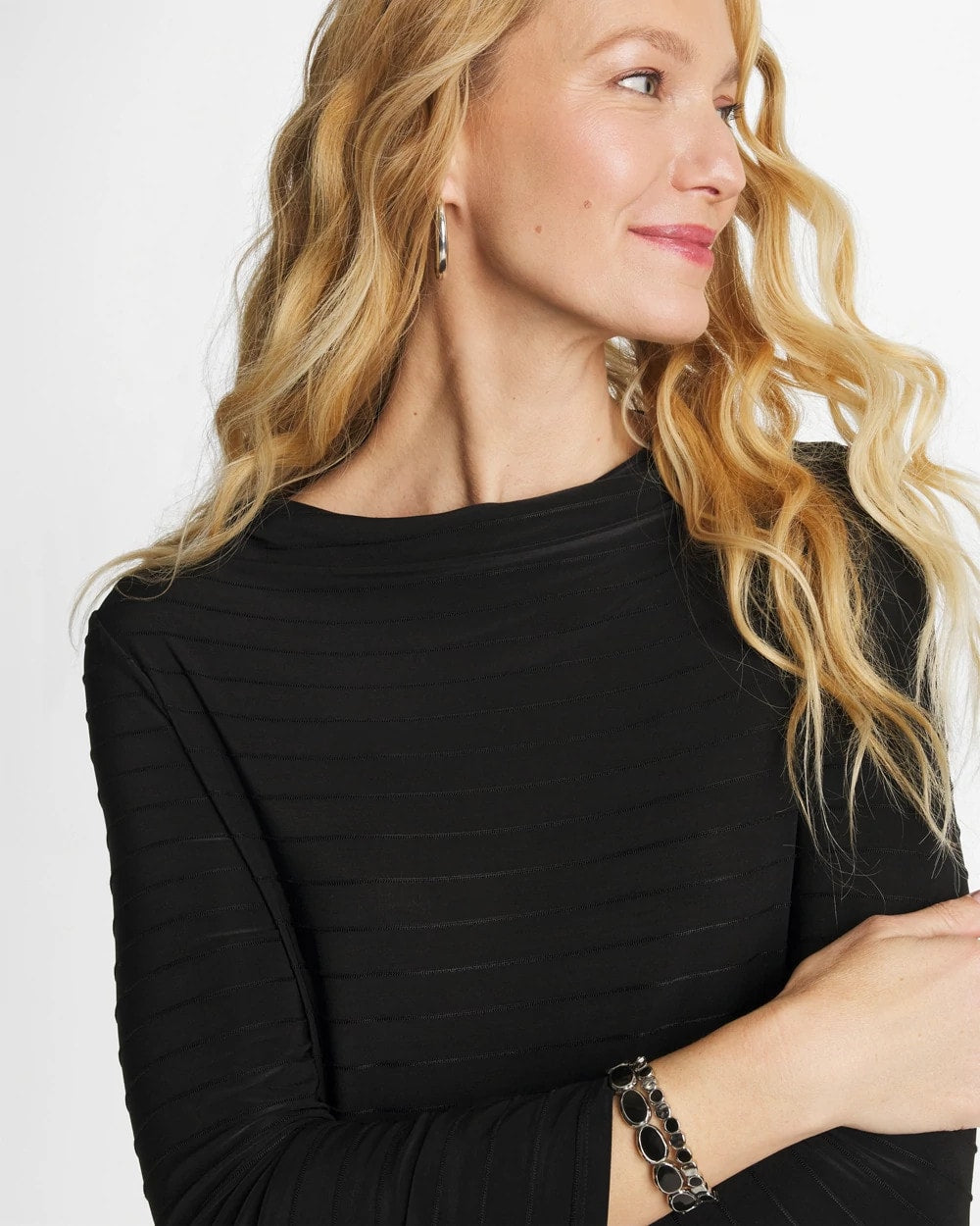Chico's US - Textured Long Sleeve Cowlneck Tee