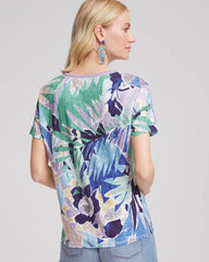 Chico's Sale - Tropical Nights Sweater-Trim Linen Tee