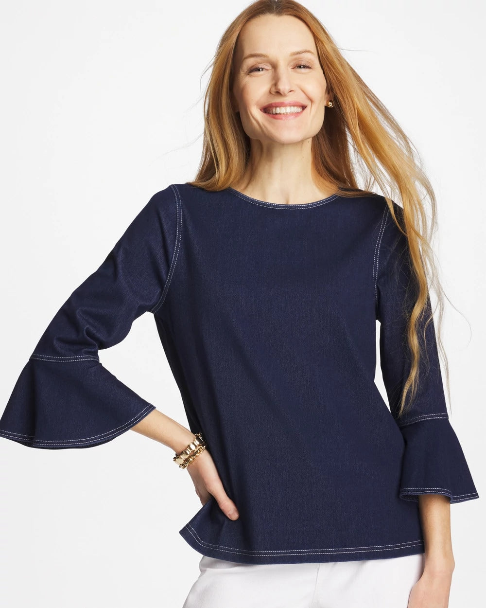 Chico's On Sale - Indigo Denim Trumpet Sleeve Top
