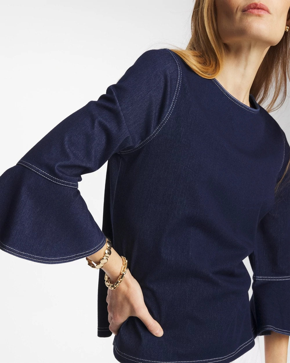 Chico's On Sale - Indigo Denim Trumpet Sleeve Top
