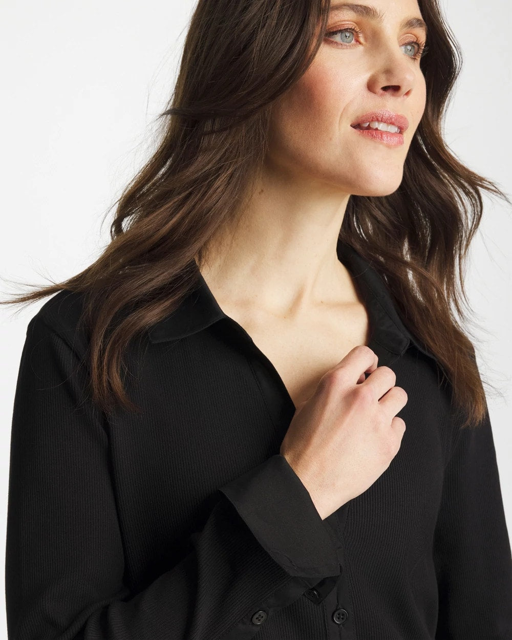 Chico's For Sale - Collared Rib Mix Henley
