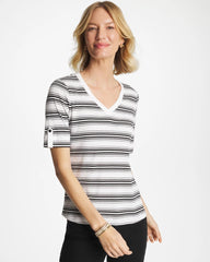 Chico's Outlet - Pima V-Neck Tab Sleeve Tee