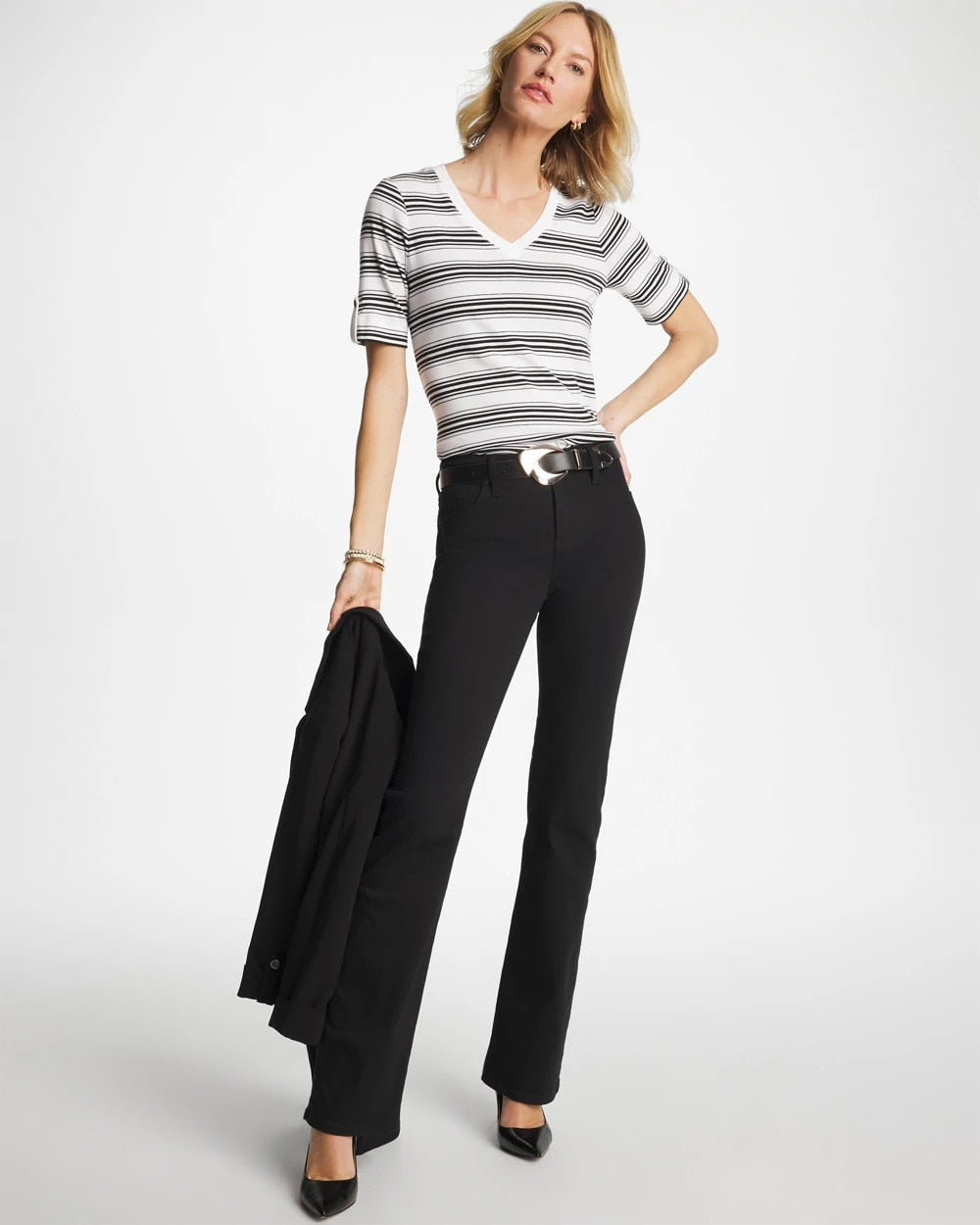 Chico's Outlet - Pima V-Neck Tab Sleeve Tee