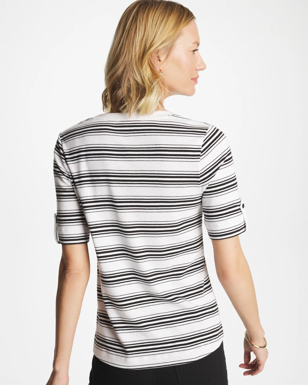Chico's Outlet - Pima V-Neck Tab Sleeve Tee