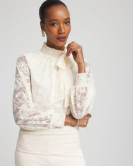 Chico's US - Tie-Neck Banded-Bottom Top