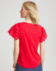 Chico's Sale - Linen Embroidered Lace Tee