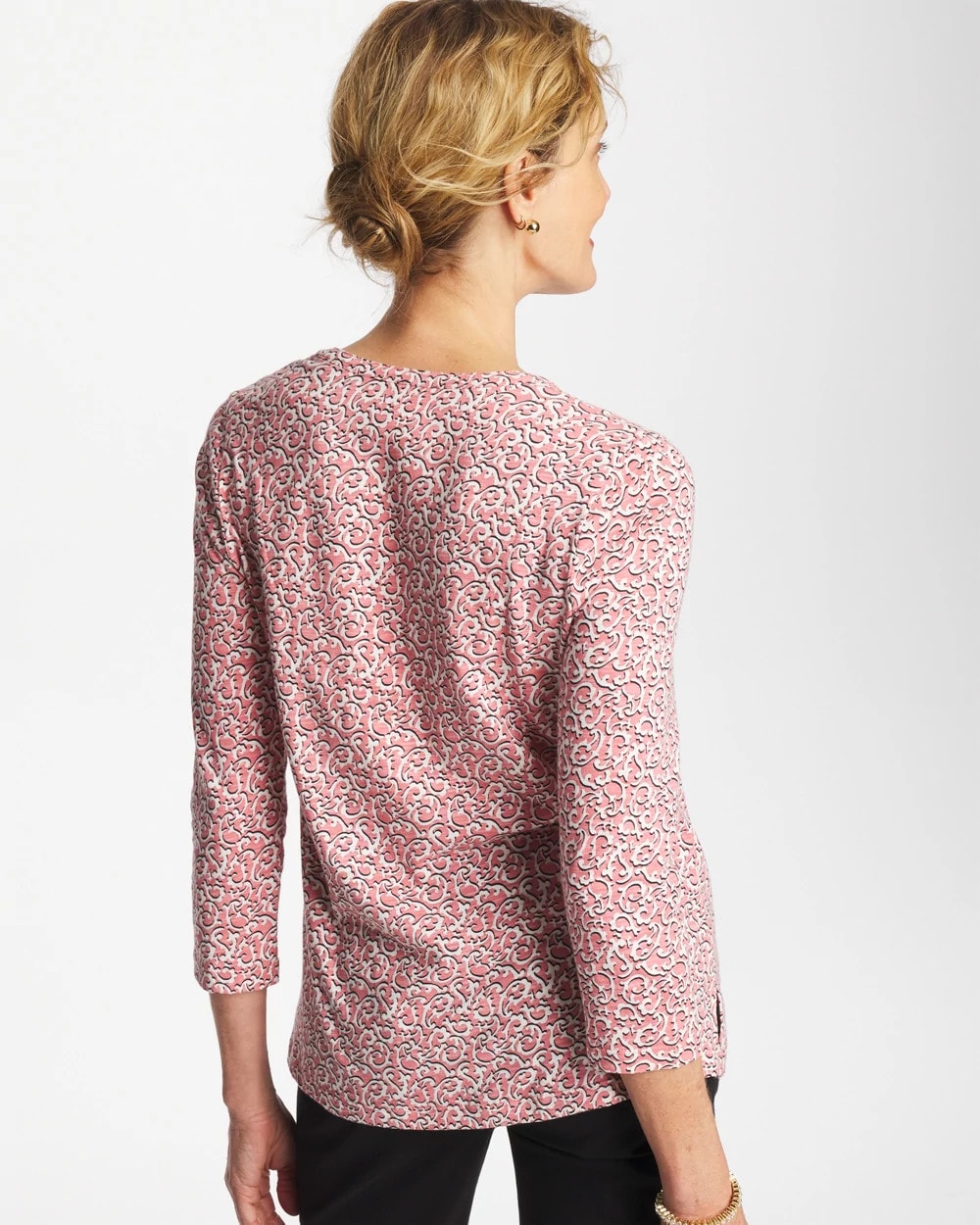 Chico's / Cotton-Slub Splitneck Henley Tee