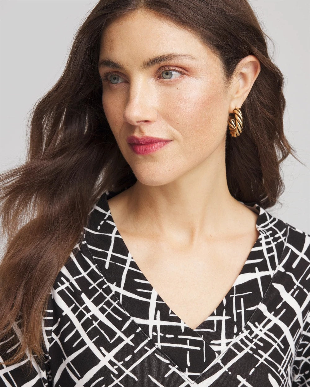 Chico's Outlet - Printed Pima 3/4 Sleeve Tee