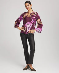 Chico's Online - Printed Pleated V-Neck Tee
