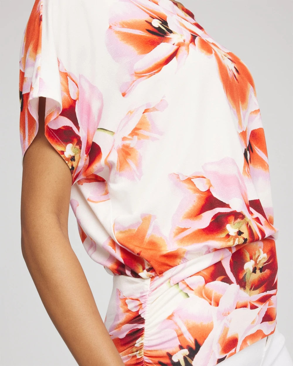 Chico's / Touch of Cool™ Tropical Ruched Banded Hem Top
