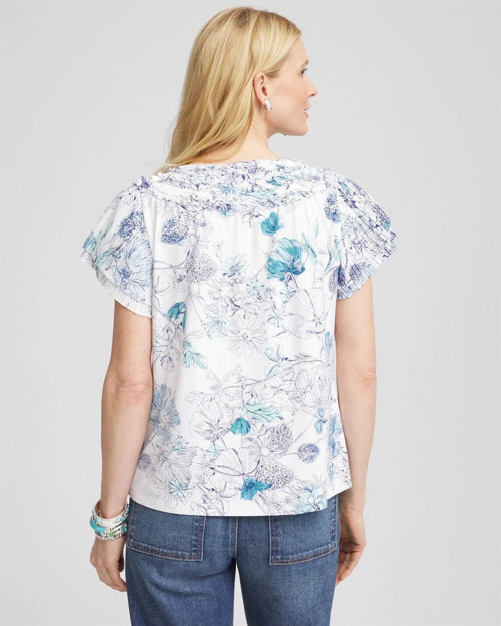 Chico's On Sale - Touch of Cool™ Floral Flutter Sleeve Tee