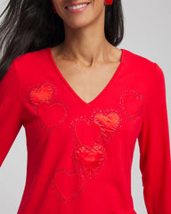 Chico's For Sale - Embellished Heart V-Neck Tee