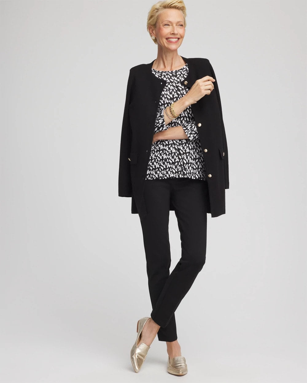 Chico's Outlet - Pima Crewneck Button Tee
