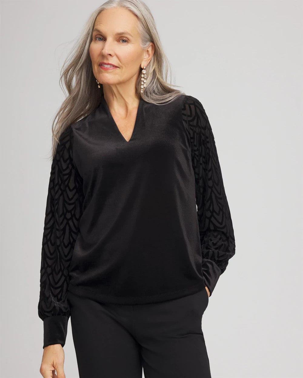 Chico's US - Art Deco Velvet Burnout Top