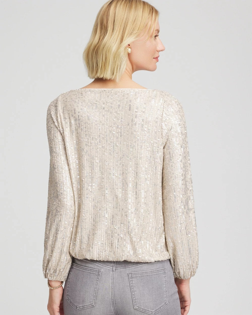 Chico's Discount - Drizzled Sequins Bubble-Hem Top