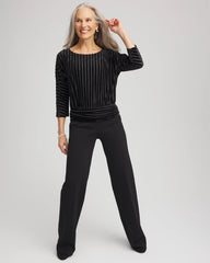 Chico's Sale - Velvet Burnout Stripe Banded-Bottom Top