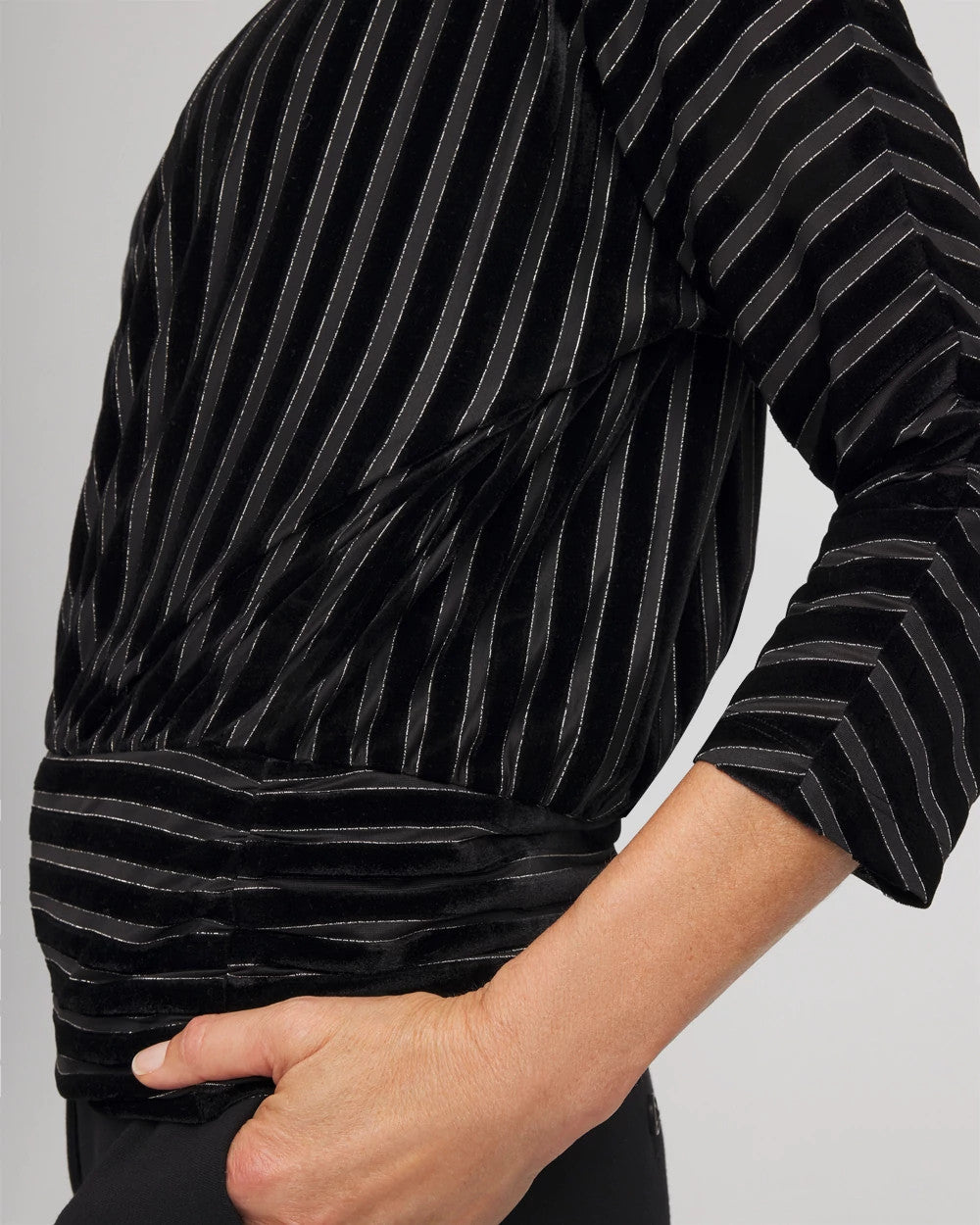 Chico's Sale - Velvet Burnout Stripe Banded-Bottom Top