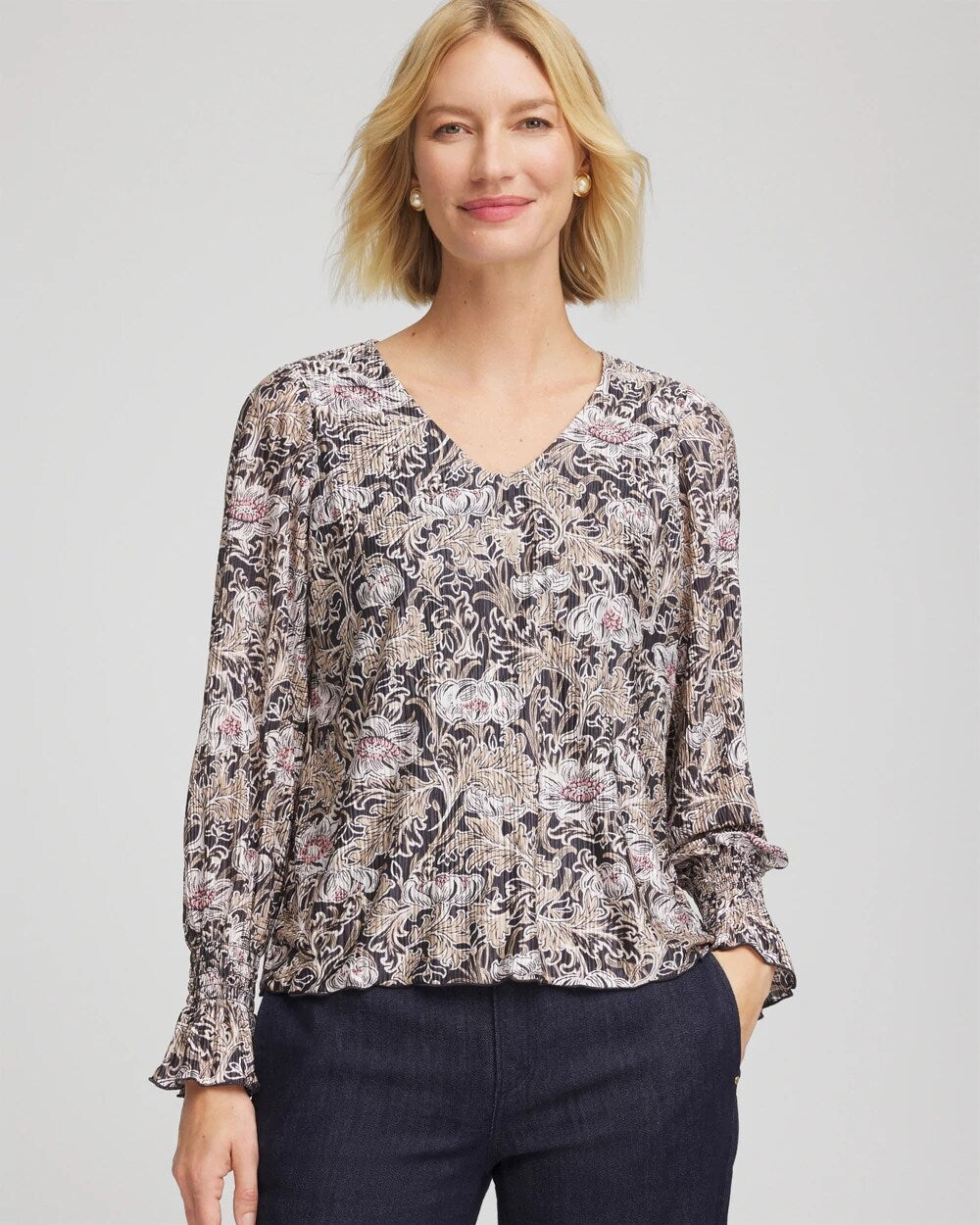 Chico's For Sale - Bloom Crinkle Bodre Top