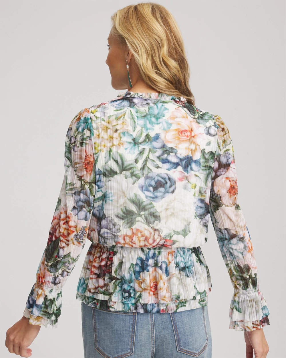 Chico's Outlet - Rose Print Crinkle Top