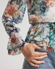Chico's Outlet - Rose Print Crinkle Top