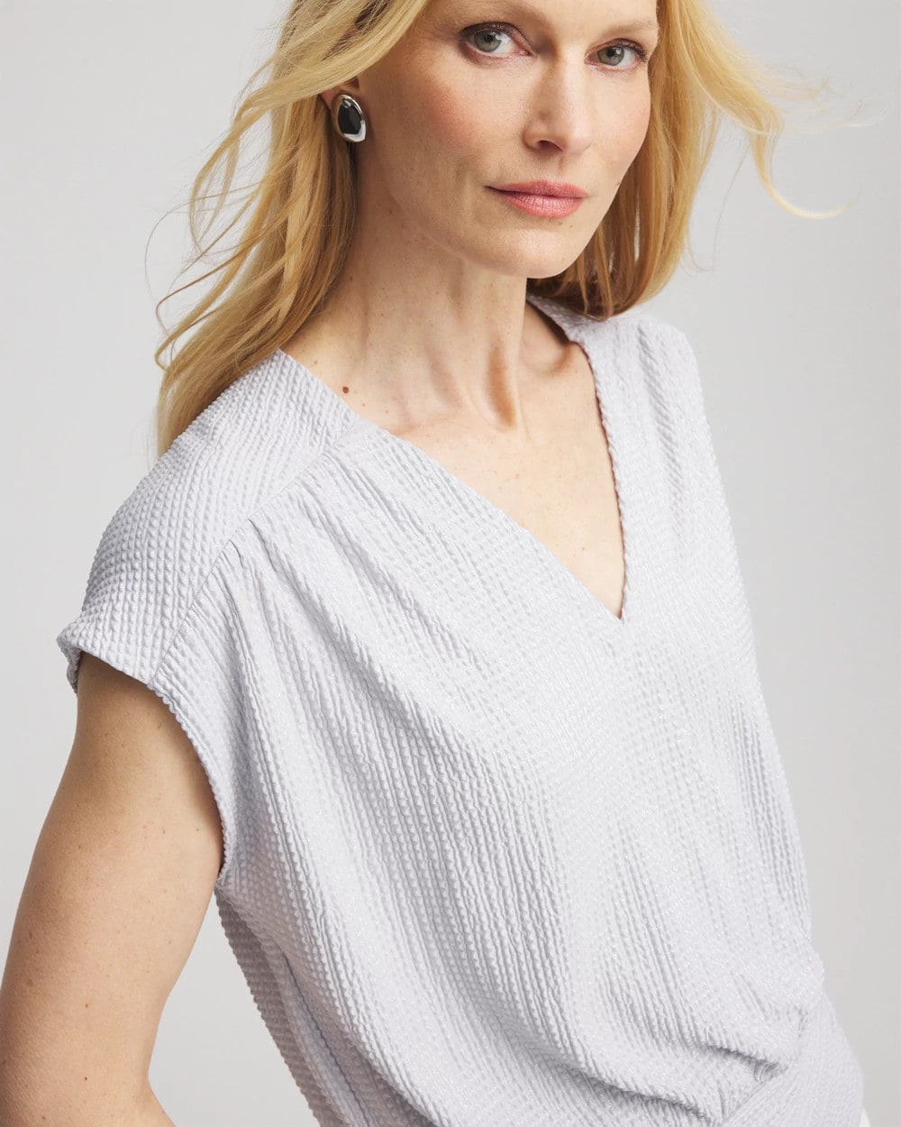Chico's Discount - Foiled Knit Banded Bottom Top