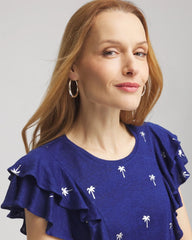 Chico's Sale - Foiled Flutter-Sleeve Linen Tee