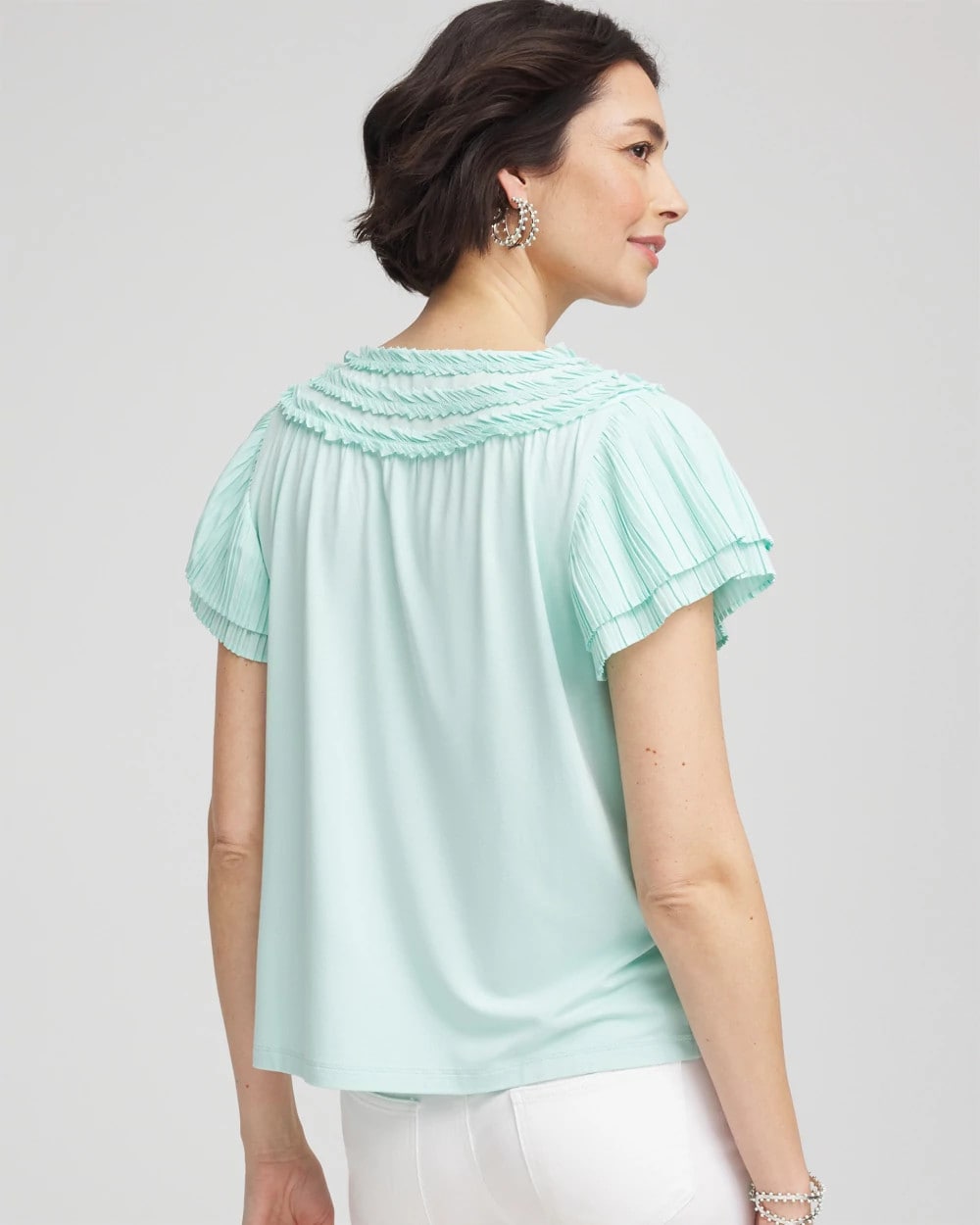 Chico's US - Touch of Cool™ Layered Pleated Flutter Tee