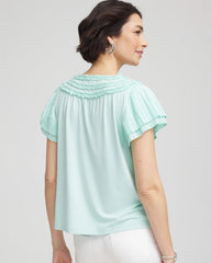 Chico's US - Touch of Cool™ Layered Pleated Flutter Tee
