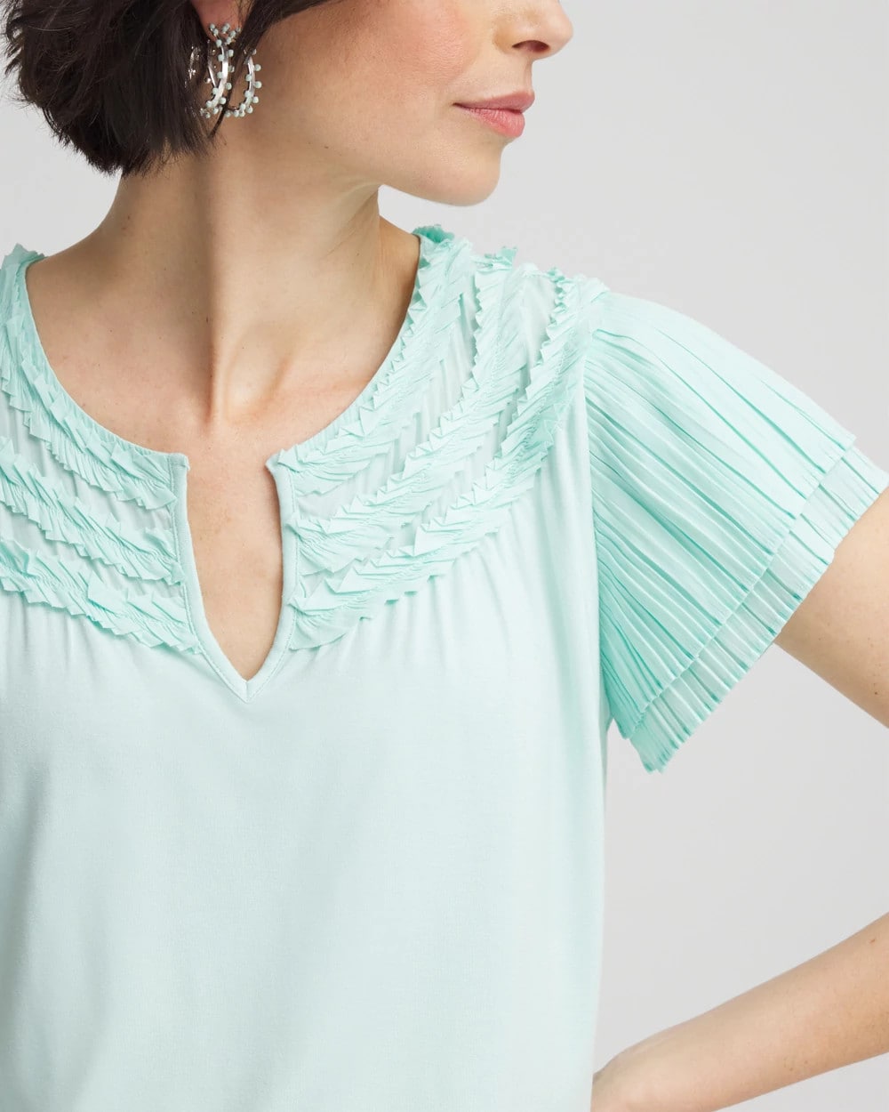 Chico's US - Touch of Cool™ Layered Pleated Flutter Tee