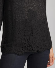 Chico's Discount - Lace Hem Cowlneck Top