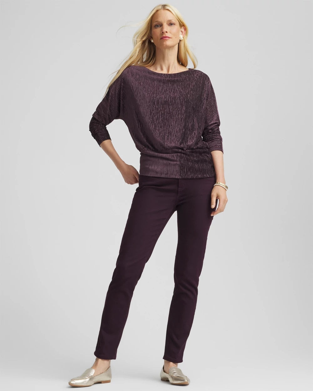 Chico's On Sale - Crinkle Velvet Banded-Bottom Top