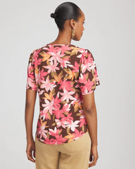 Chico's Floral Petal-Sleeve Voop Neck Tee
