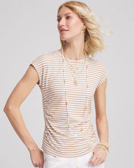 Chico's Sale - Neutral Striped Cap Sleeve Dolman Tee
