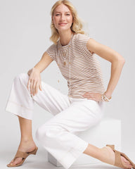 Chico's Sale - Neutral Striped Cap Sleeve Dolman Tee