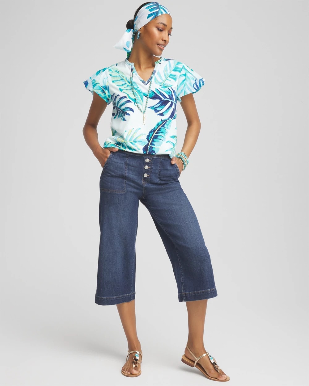 Chico's For Sale - Notch Neck Cap Sleeve Tee