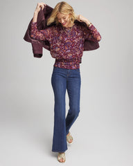 Chico's / Paisley Textured Banded-Hem Top
