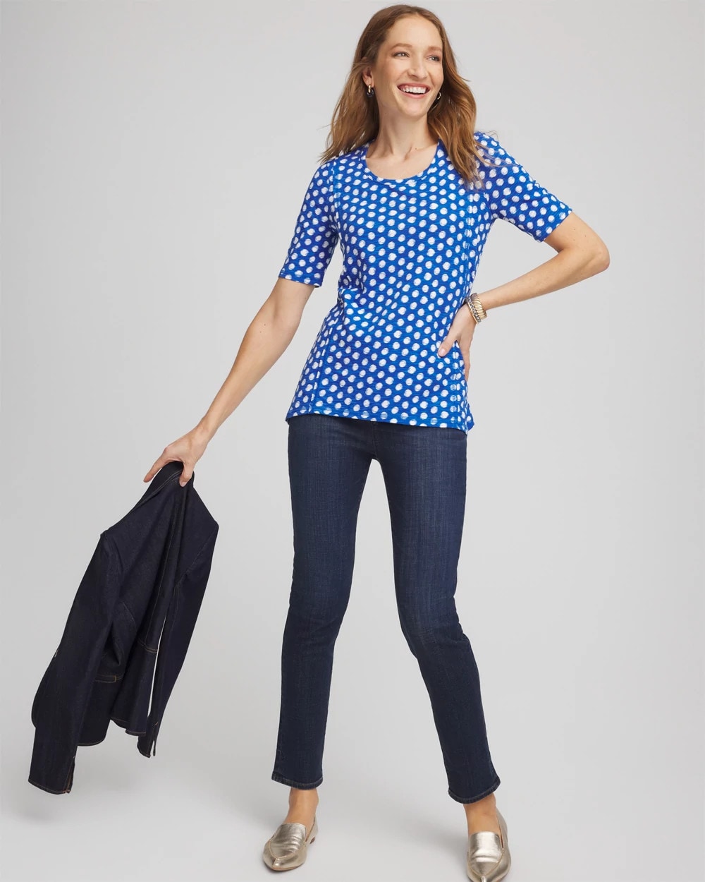 Chico's Discount - Printed Slub Short Sleeve Tee