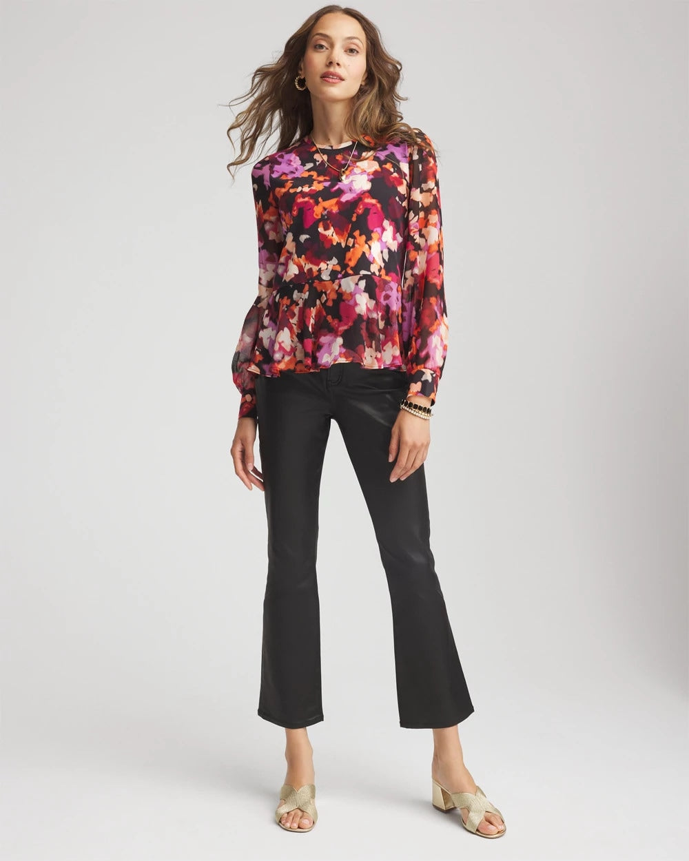 Chico's On Sale - Printed Chiffon Peplum Top