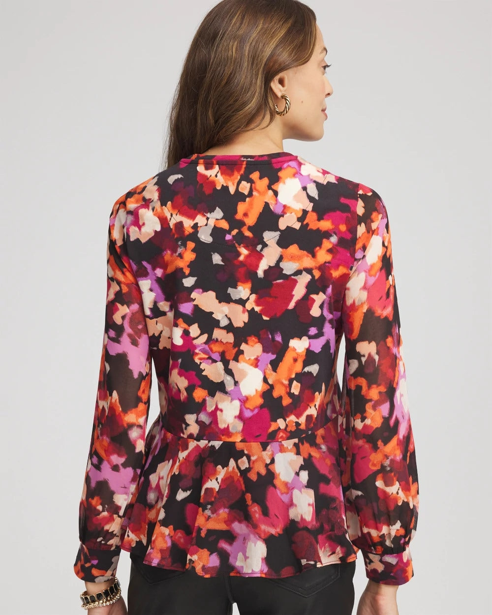 Chico's On Sale - Printed Chiffon Peplum Top