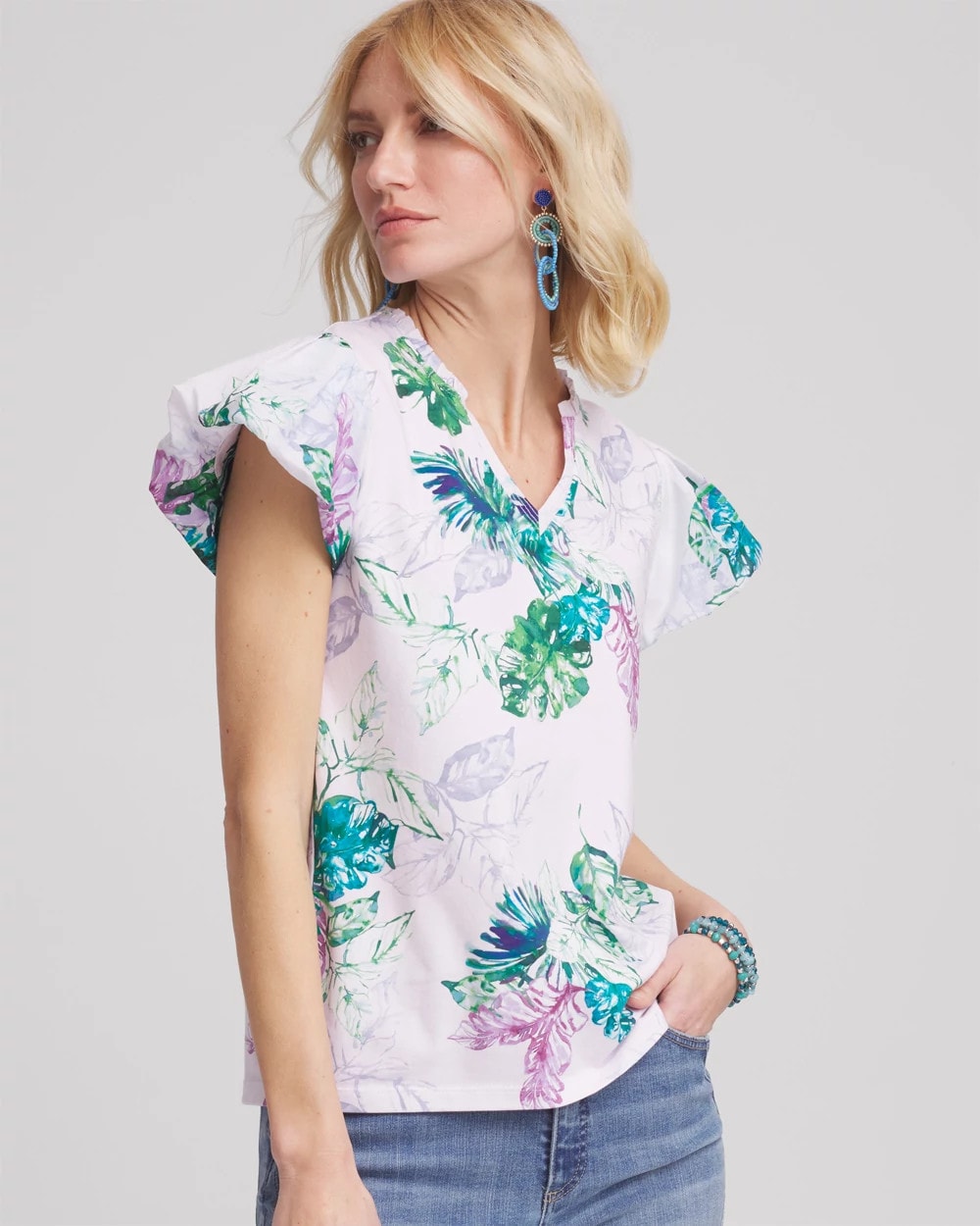 Chico's Outlet - Notch Neck Cap Sleeve Tee