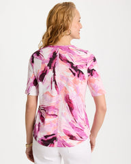 Chico's Online - Printed Double V-Neck Slub Rib Tee