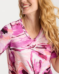 Chico's Online - Printed Double V-Neck Slub Rib Tee