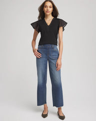 Chico's / Pleated-Trim Flutter-Sleeve Tee