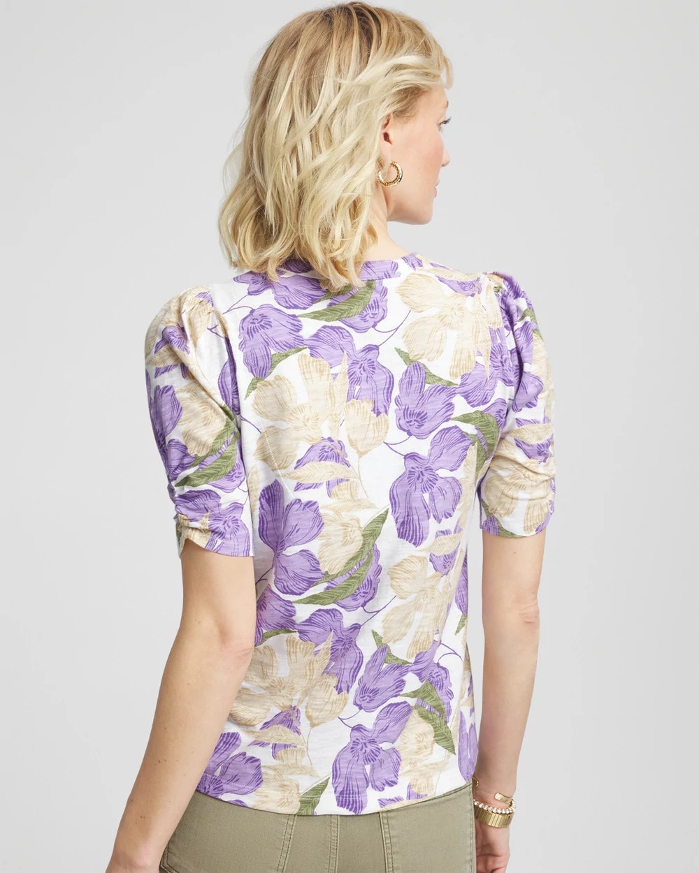 Chico's Sale - Floral Slub Henley Tee