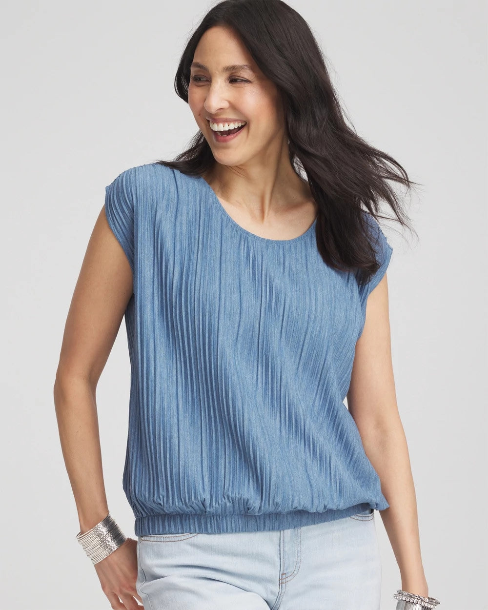 Chico's On Sale - Melange Pleated Bubble-Hem Top