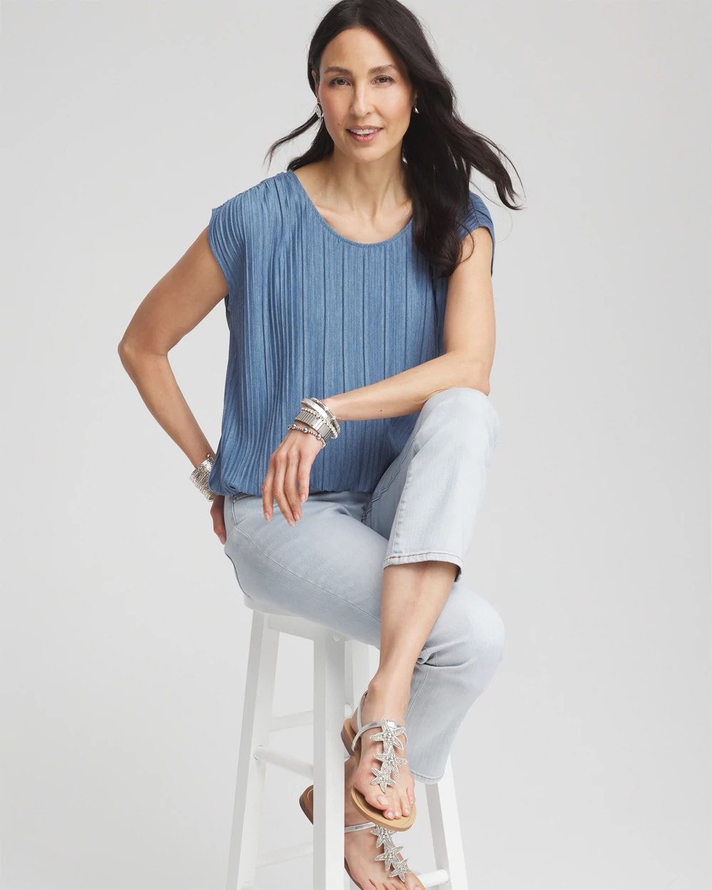 Chico's On Sale - Melange Pleated Bubble-Hem Top