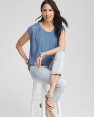 Chico's On Sale - Melange Pleated Bubble-Hem Top